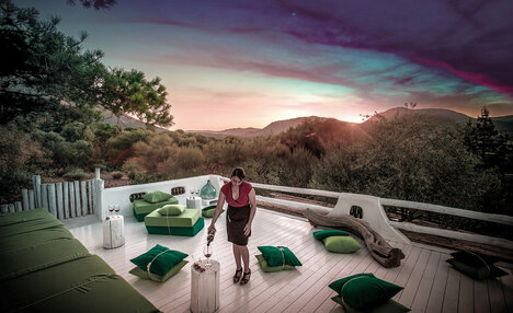 Hotel Su Gologone, die Terrasse der Wünsche bei Sonnenuntergang